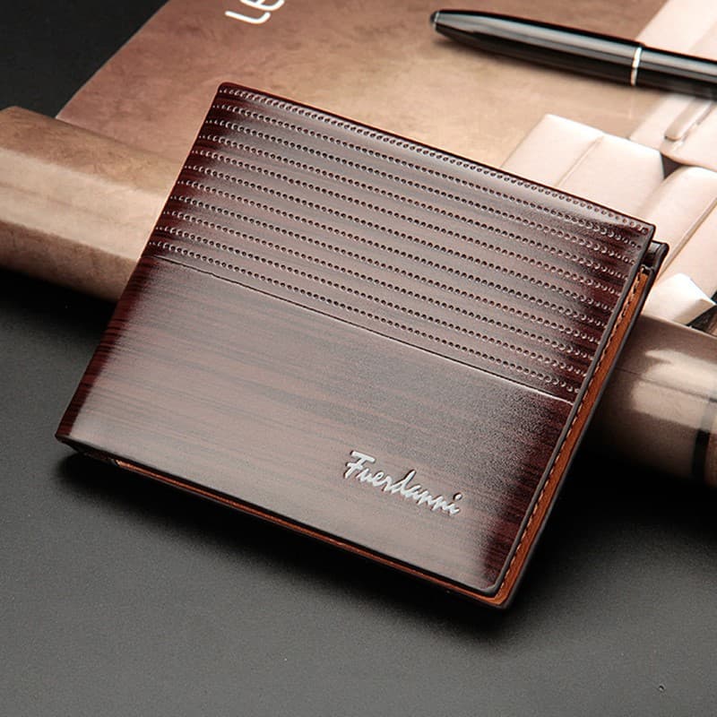 Slim PU Leather Bifold Wallet with 6 Card Slots and ID Window