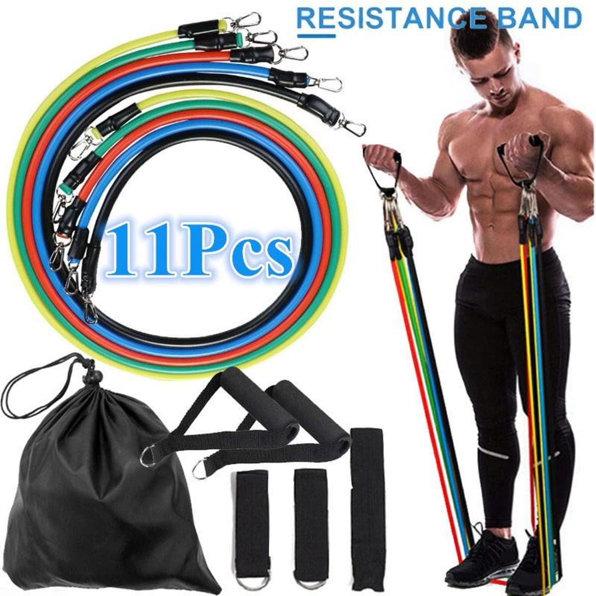 11‑Piece Power Resistance Band Set for Home & Gym Strength Training