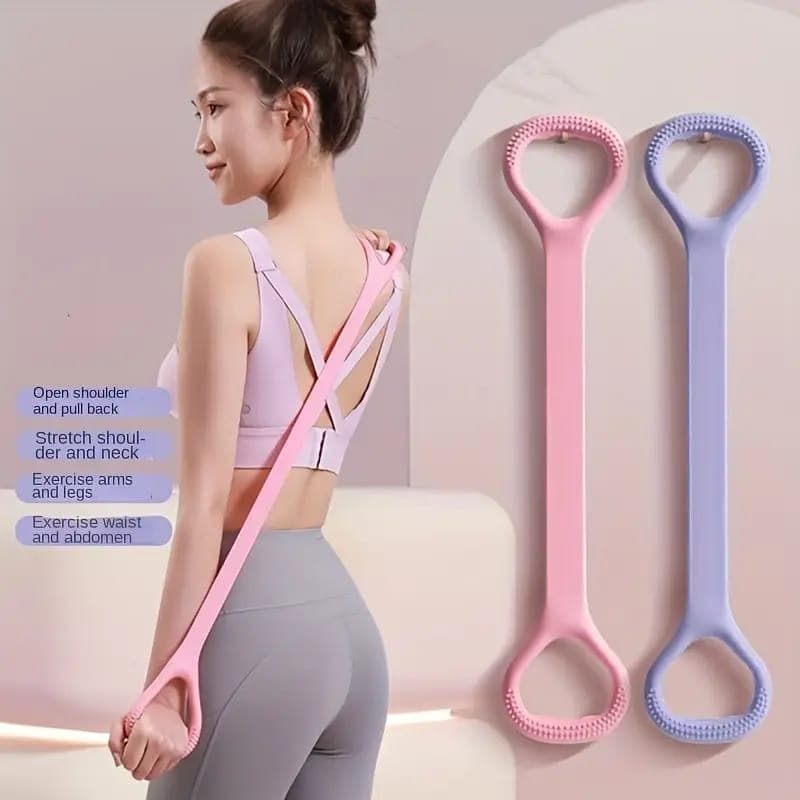 Yoga Stretch Belt with 8‑Figure Tensioner for Back and Shoulder Flexibility