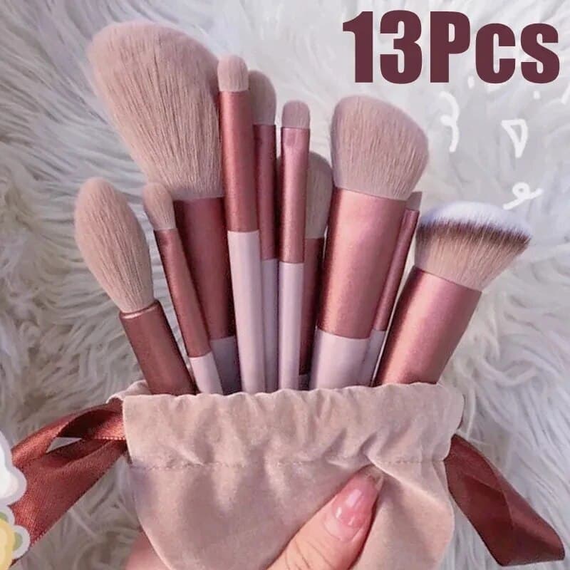 WANTER 13-Piece Nylon Hair Makeup Brush Set with Magnetic Roll‑Up Case