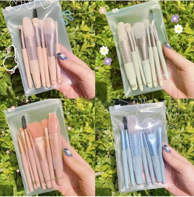Miss Rose 8-Piece Travel Makeup Brush Set with PU Carry Bag