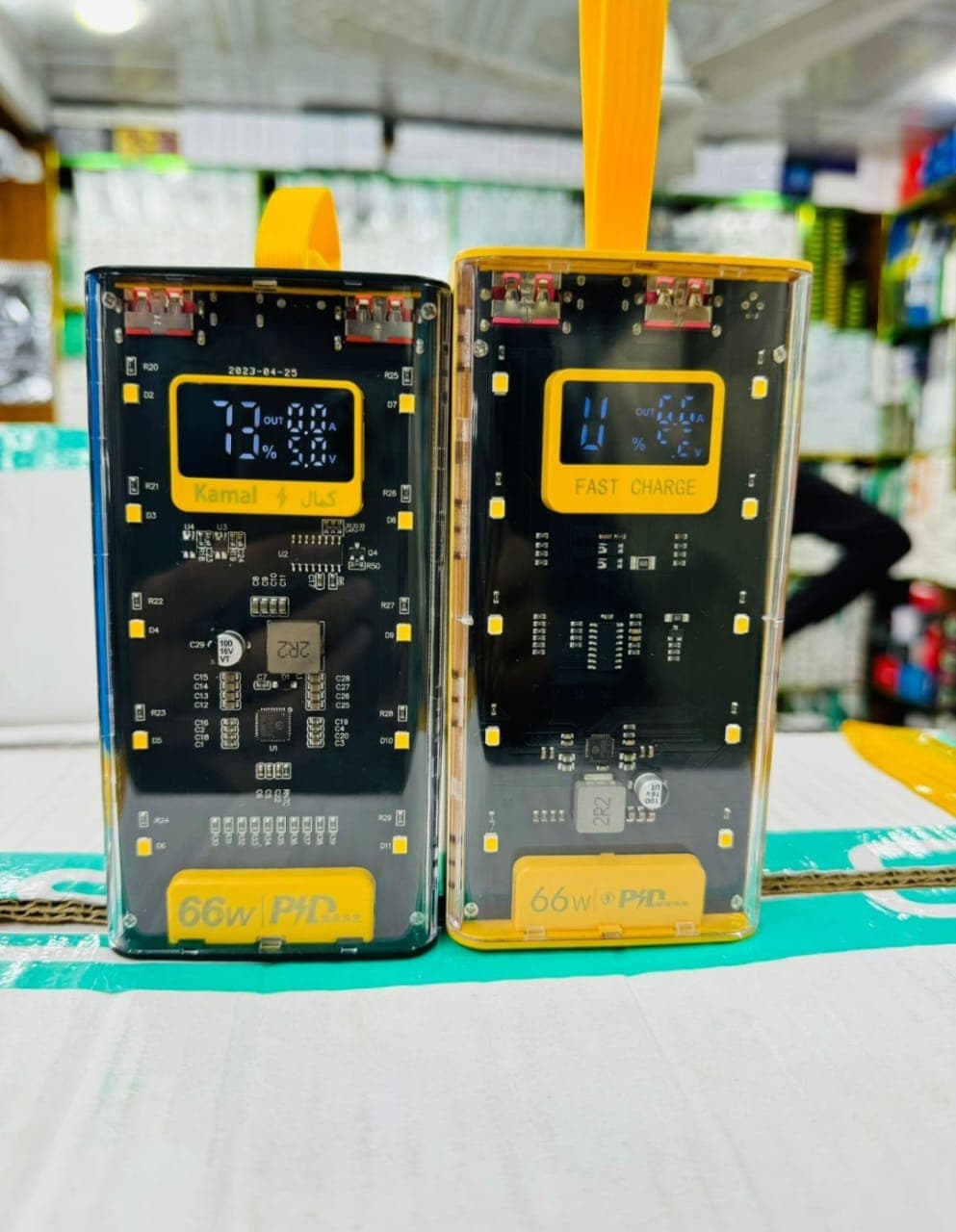 Transparent 20,000mAh 66W PD Power Bank with Digital Display & Night Light