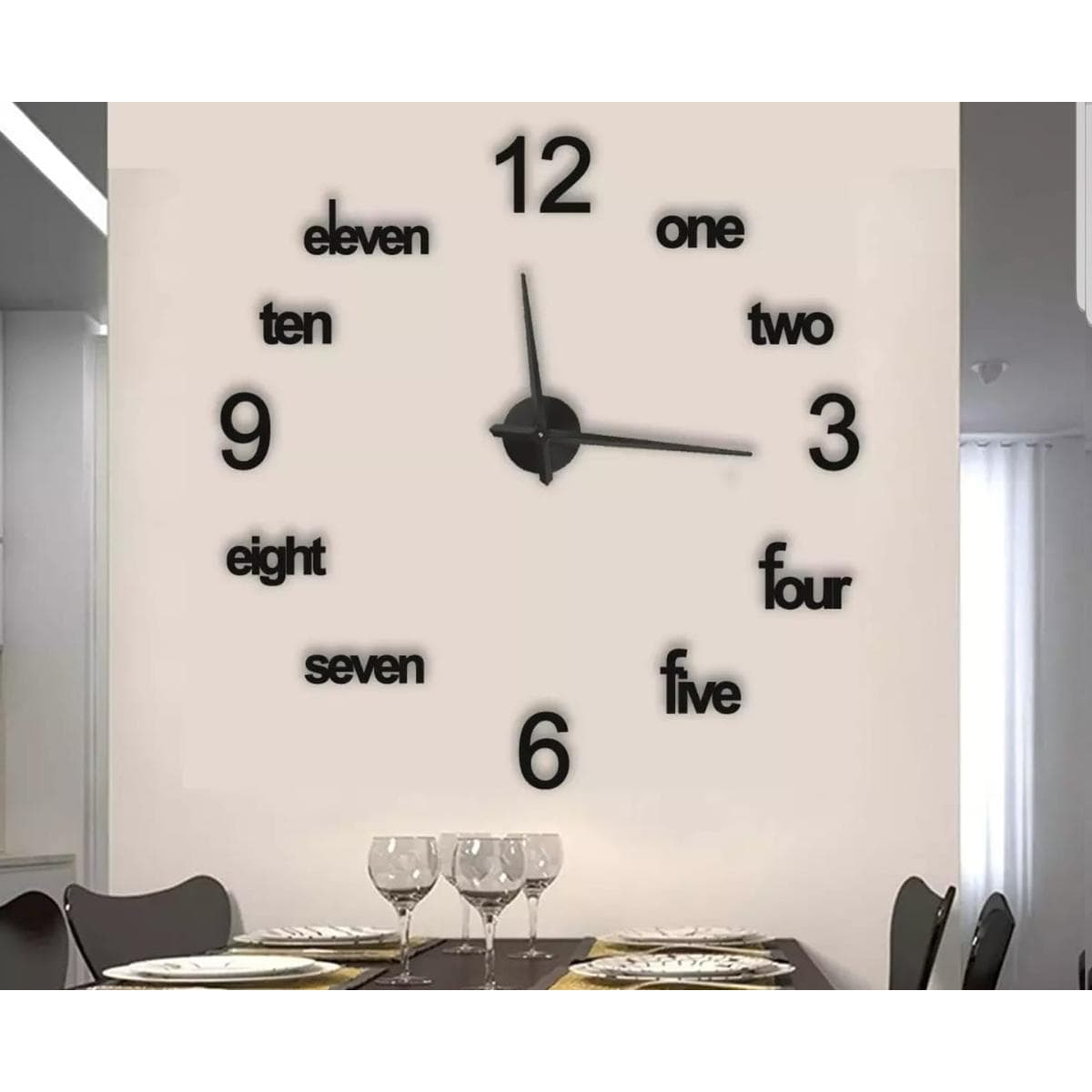 Black Laser‑Cut MDF Wall Clock – 24×24 in